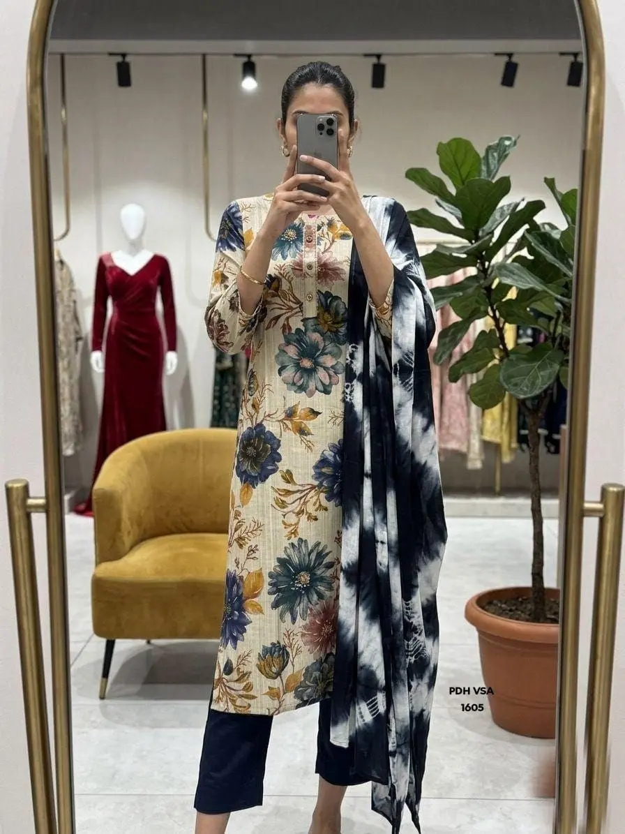 Indigo Floral Elegance Kurta set